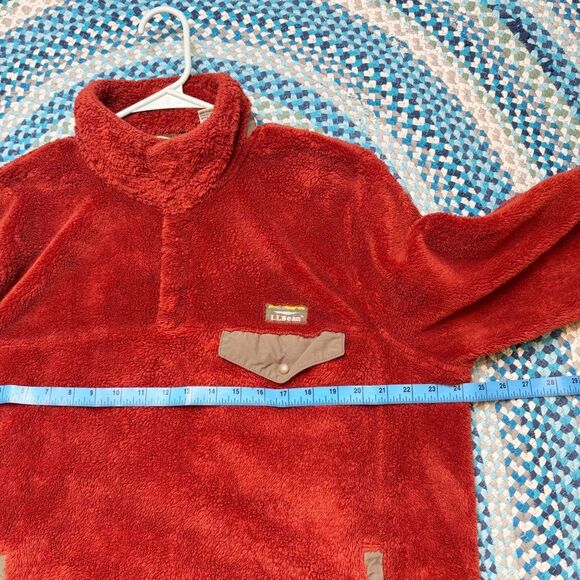 LL Bean Red Fleece T Snap Pullover - Picture 6 of 8